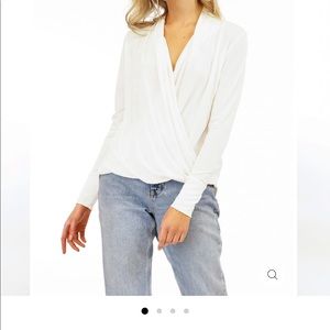 Veronica M off white cupro drape surplice top, size small